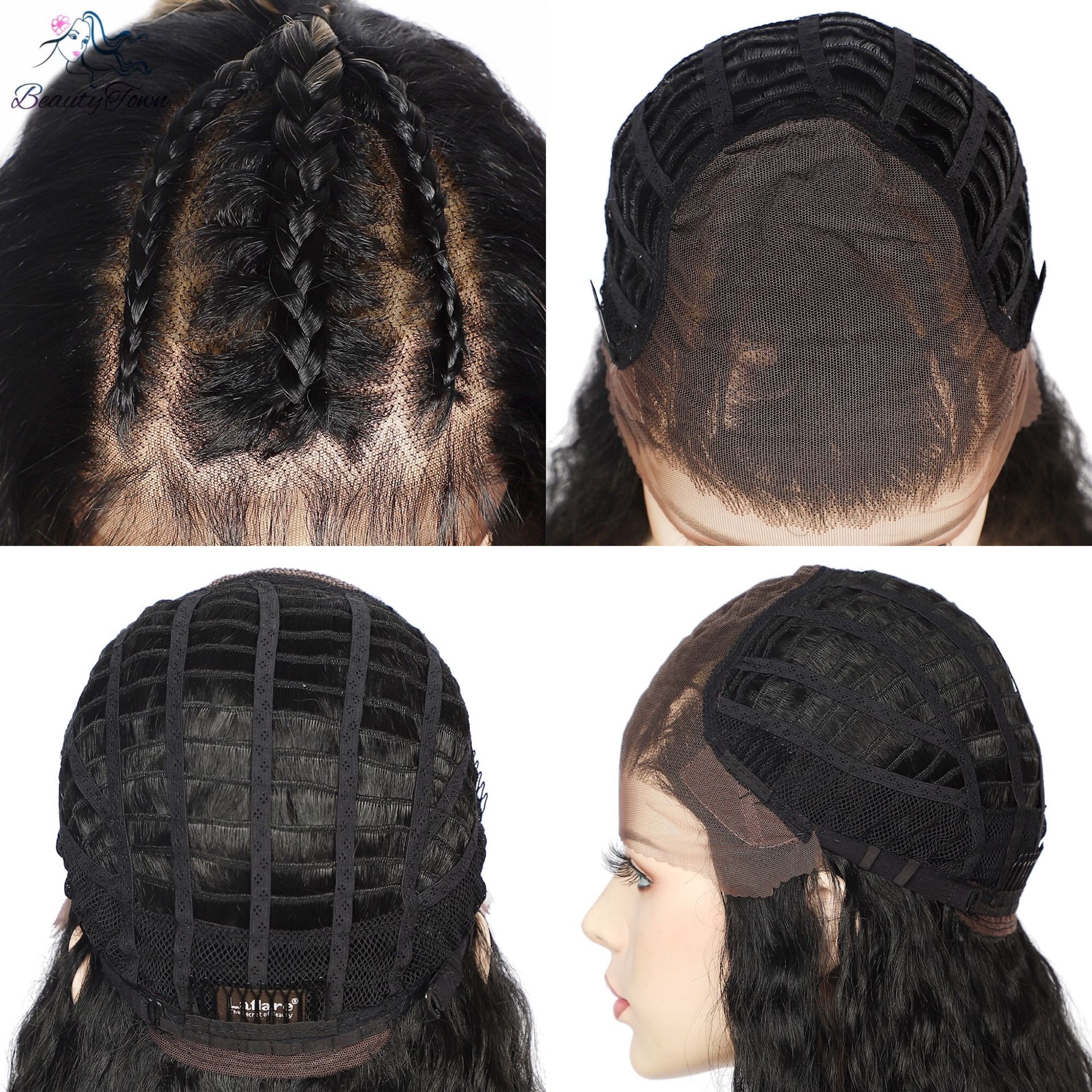 Freepart 28 pulgadas oscuro largo rizado HD Peluca de encaje para las mujeres negro Ombre rojo trenzado de cabello Pre-arrancado cabello sintético Futura peluca