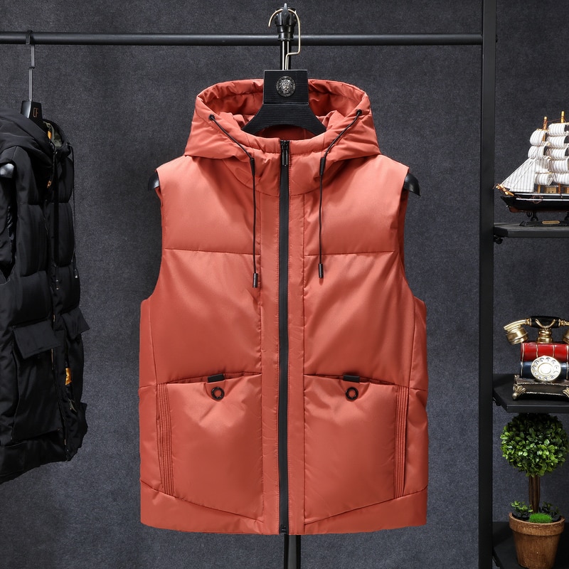 Winter Jassen Casual Dikke Vesten Mannen Mouwloze Hoodie Jassen Mannelijke Katoen Gevoerde Warme Slanke Grote Pocket Vest