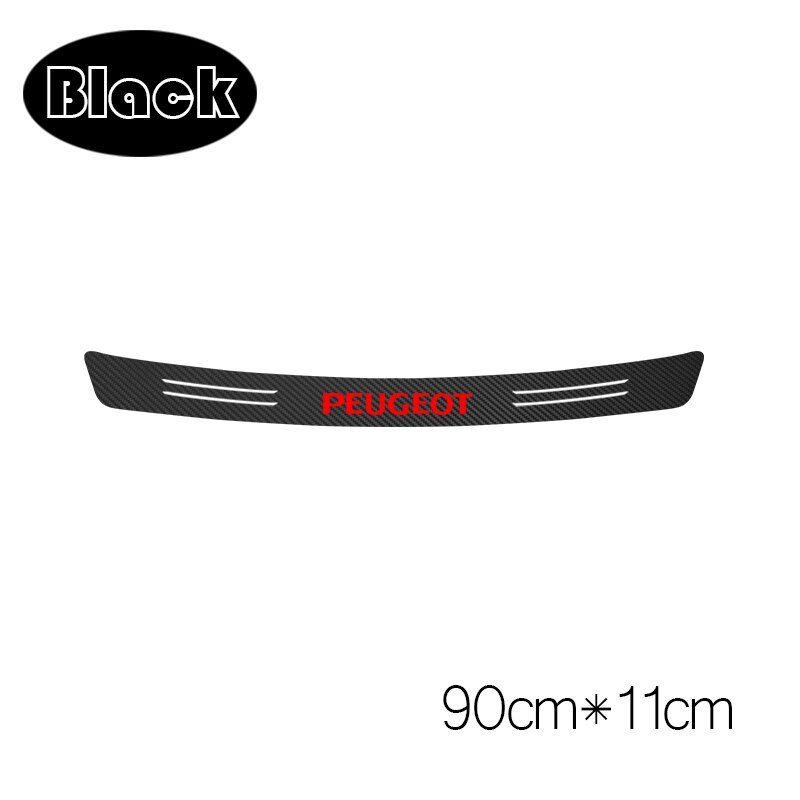 1 pièces Auto style Protection pare-chocs arrière en Fiber de carbone autocollant pour Peugeot 307 peugeot 206 308 207 406 407 408 accessoires: 90CM x 11CM black