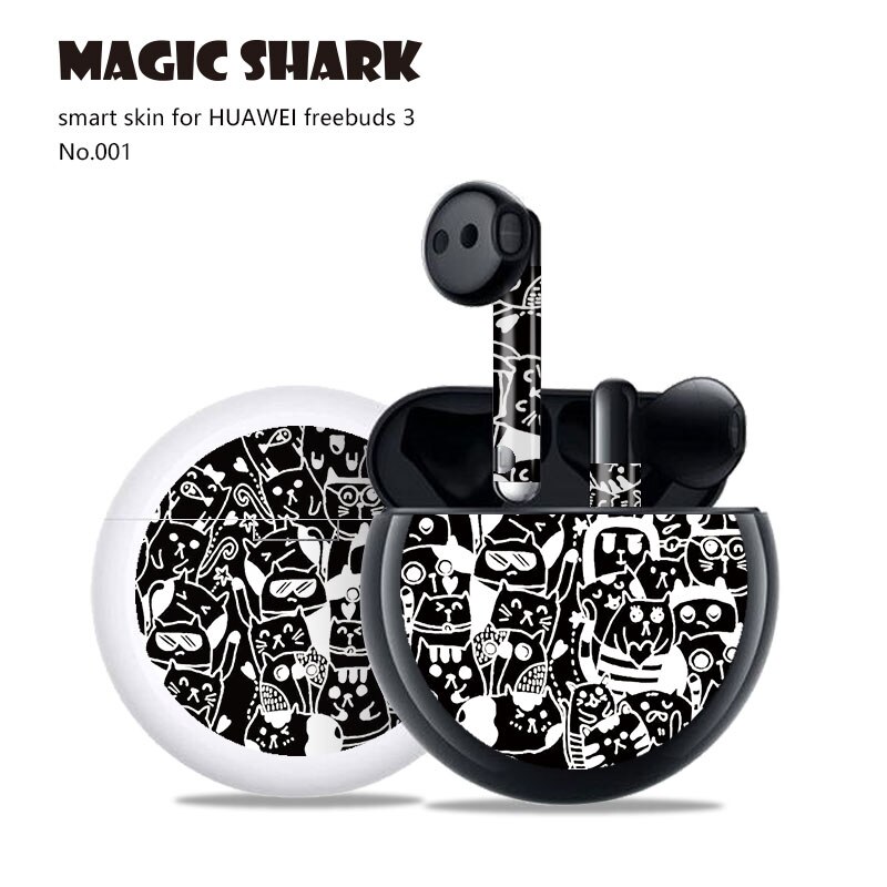 Magic Shark 2.5D pcv malowanie czaszka diabeł naklejki skóry pokrywa Film Case dla HUAWEI Freebuds 3