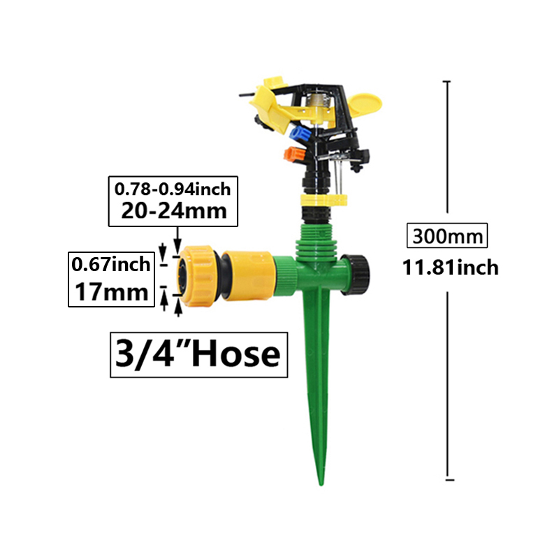 360 Degree Rotating Jet Sprinklers Double Outlet Rocker Nozzles1/2" Male Thread For Garden Farm Lawn Irrigation: black