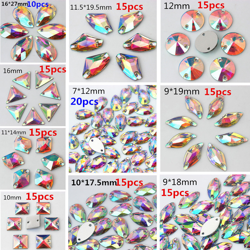 Cong Shao mischen 10 Größe bilden Kristalle AB Strass trimmen Flache Zurück näHenne 2 See Steine Harz Perlen Für DIY hochzeit Kleid YB668
