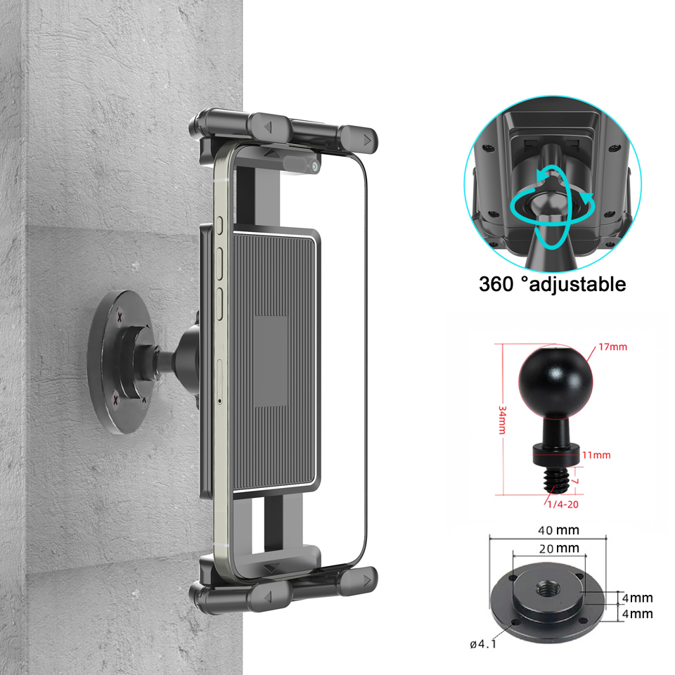 Tablet Wall Mount, 360° Rotation Tablet Holder Stand, Sturdy Base, Kitchen Wall Mount Compatible with iPad/iPhone/All 4.7-15 In