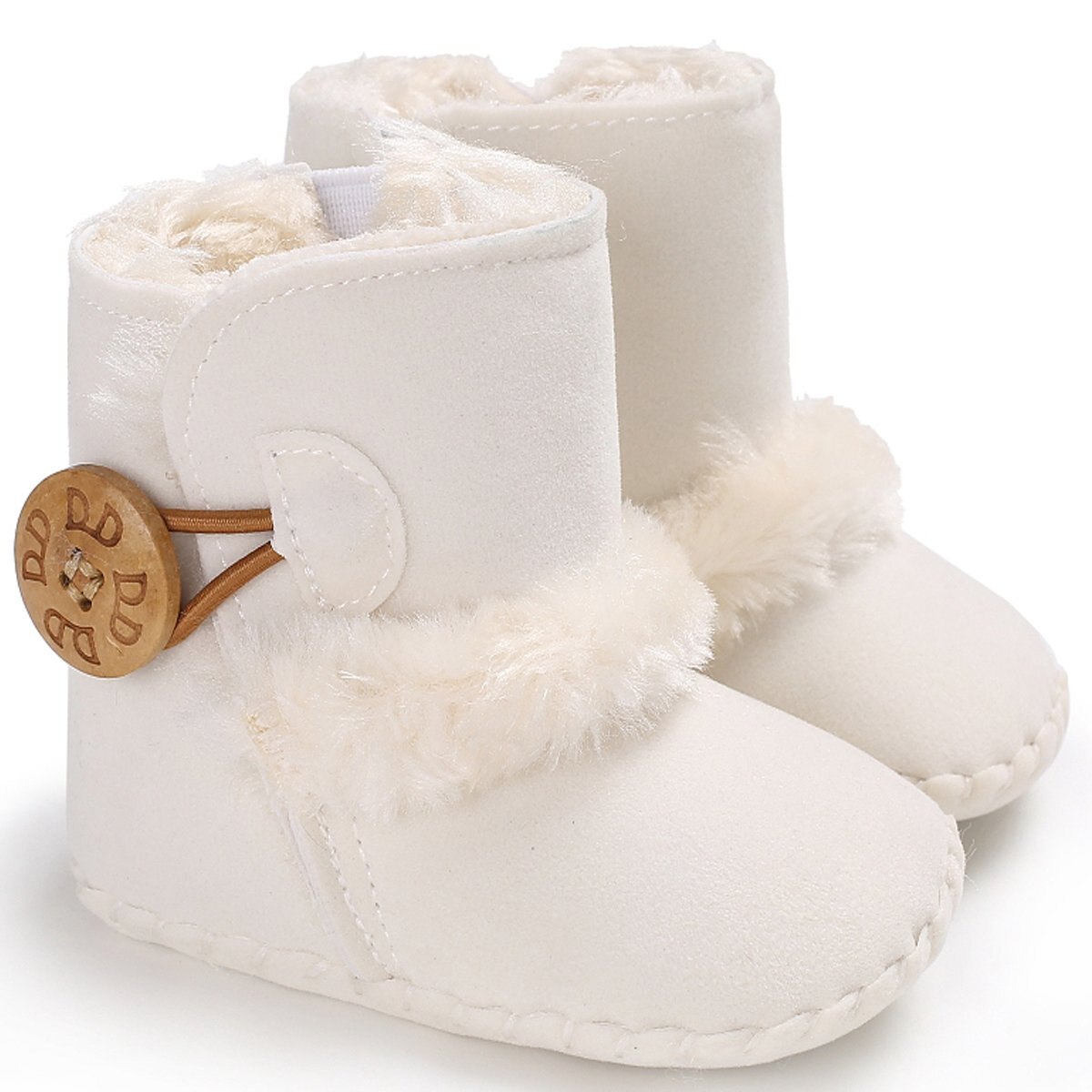 Baby Meisje Winter Warm Flock Snowboots 0-18M Baby Peuter Casual Solid Anti Slip Platte Ronde teen Schoenen: WHITE / 0-6 months