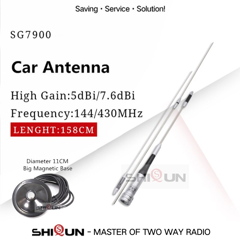 U/V Dualband antenna DIAMOND SG7900 Mobile Antenna 144/430Mhz SG-7900 High dBi gain car radio antenna Strong Signal Base antenna: 11cm Magnetic Base