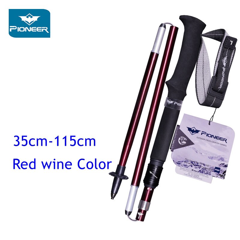 Adjustable Alpenstocks Aluminum 7075 Trekking Poles Collapsible Lightweight Hiking Canes Walking Climbing Sticks With Carry Bag: 2PCS Wine Red