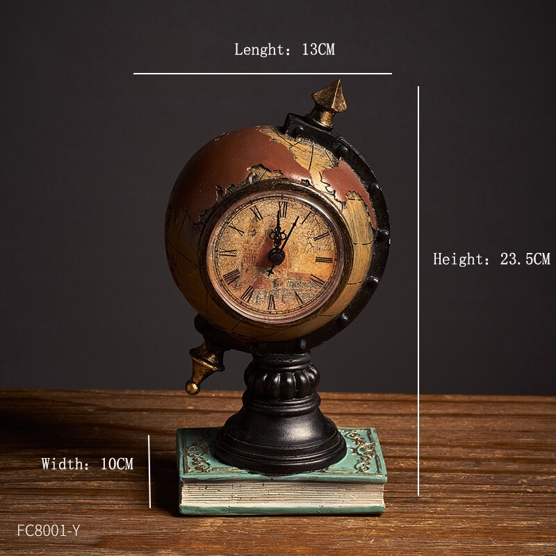 Antique Home Decor Retro Resin Musical Instrument Model Nostalgia Ornament Crafts Antique Musical Instrument Figurines Souvenirs: Brown Globe Clock