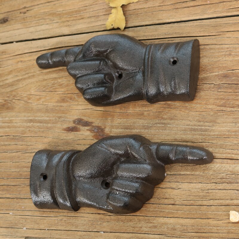 Pointing Hand Cast Iron Direction Sign 3 1/4 Inch