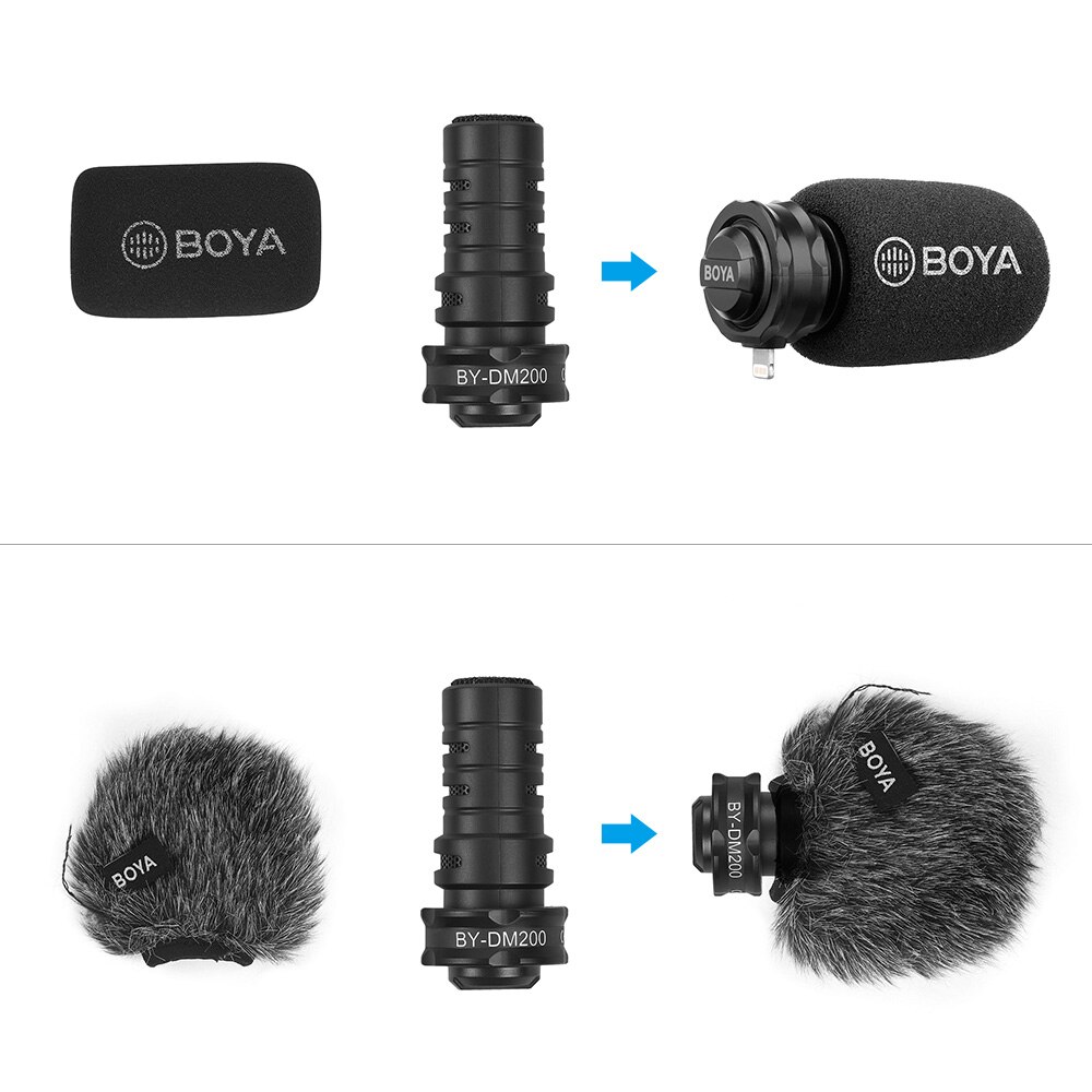 BOYA BY DM100 DM200 A7H, micrófono de condensador Digital para iPhone, Huawei, Samsung, iPad, iPod, tipo C, teléfonos Android, 3,5mm