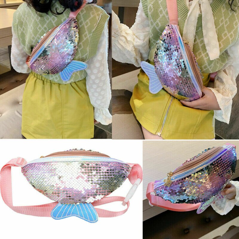 Bolso de lentejuelas brillantes para niño niña, riñonera de viaje, Festival, monedero