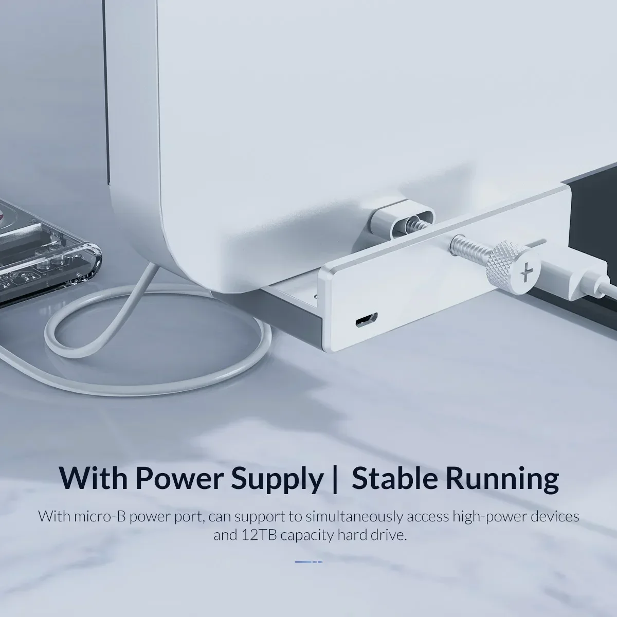 ORICO USB 3.0 Hub mit Netzteil USB3.0 Splitter Adapter Clip-Typ Multi Splitter Hochgeschwindigkeits-Datenübertragung für Laptop PC