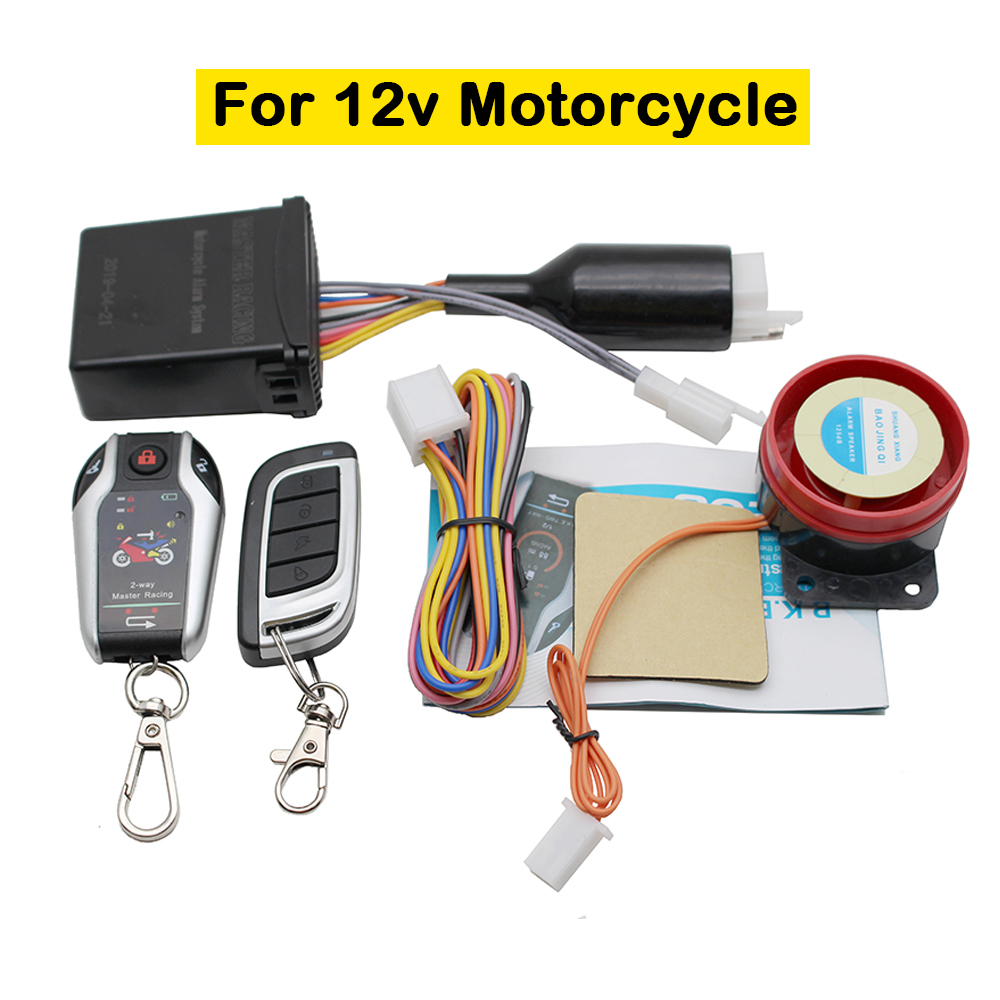 2 toveis motorsykkel alarm enhet tyverisystem scooter innbrudd vibrasjon alarm ekstern motor start 5 måler autolås: B 1 toveis