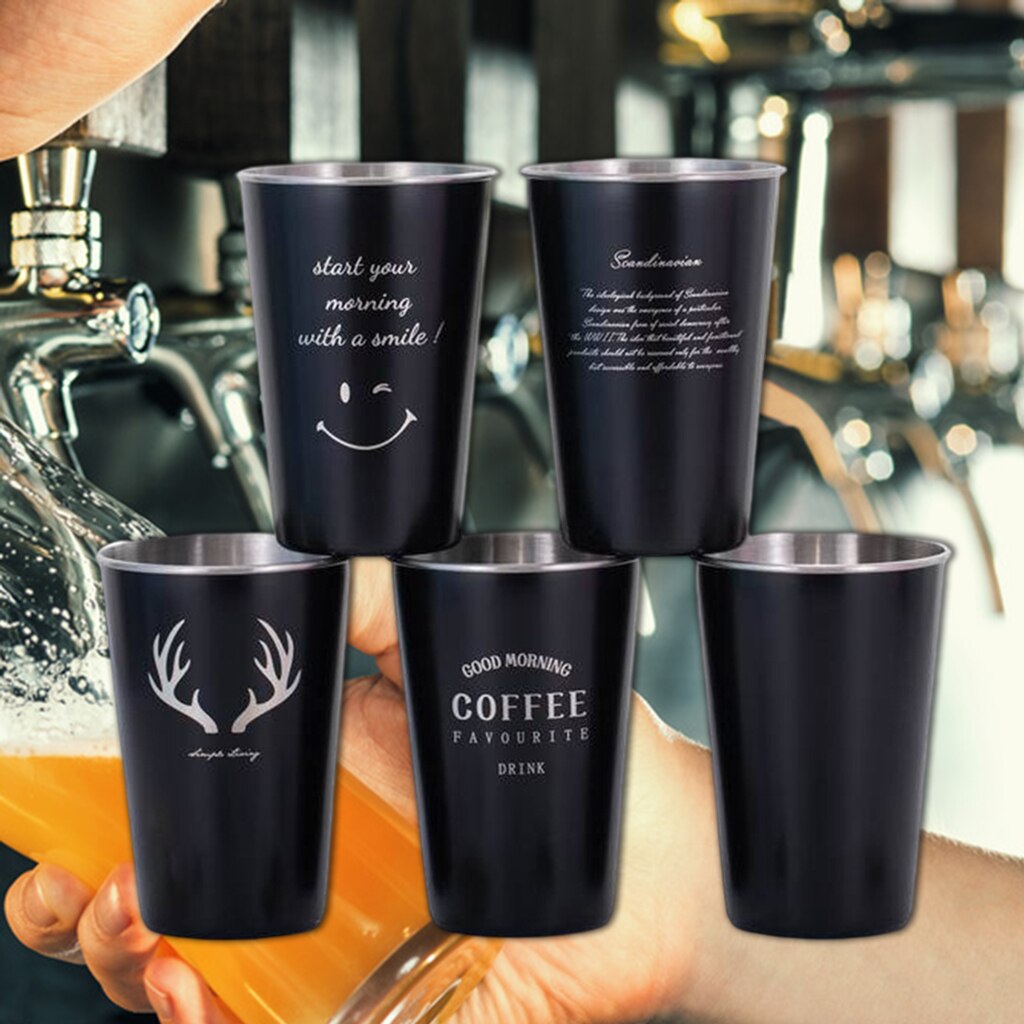 Stainless Steel Travel Unbreakable Beer Mug Shatterproof Ice Water Beverage Wine Drinks Cup 500ml Cold Drink Cup Party Mugs