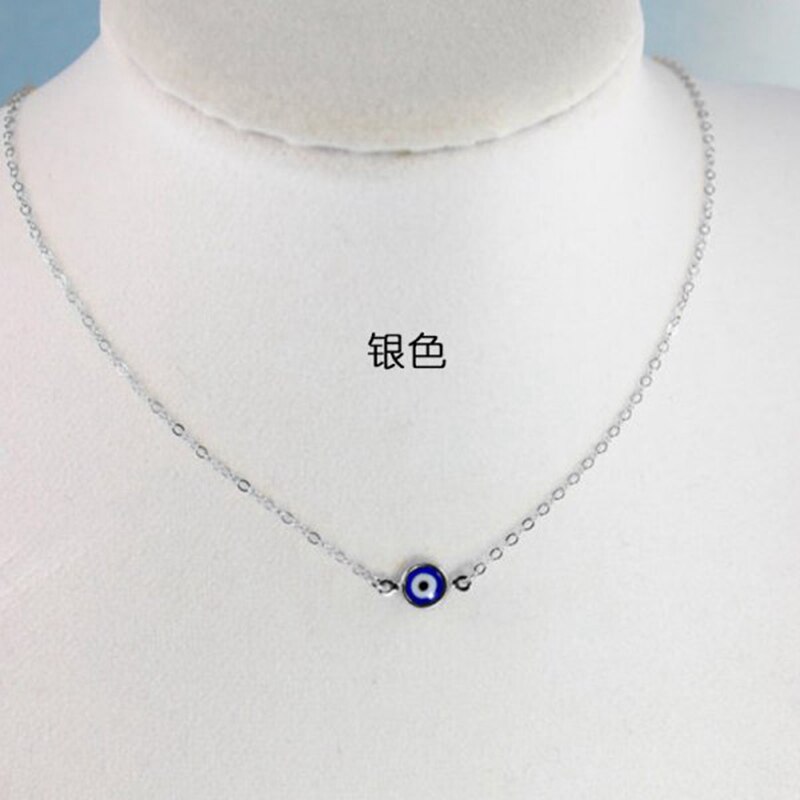 Einfache Glück böse Auge Anhänger Halskette für Frauen Männer Blau Harz transparent Runde Wasser Tropfen Türkischen Schmuck Kette Halsband: Auge Halskette 13