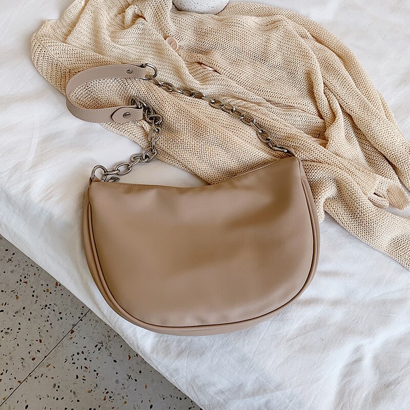 [bxx] kedja högkapacitet pu-läder crossbody-väskor för kvinnor axelhandväska kvinnlig resväska väska  hm141: Kaki