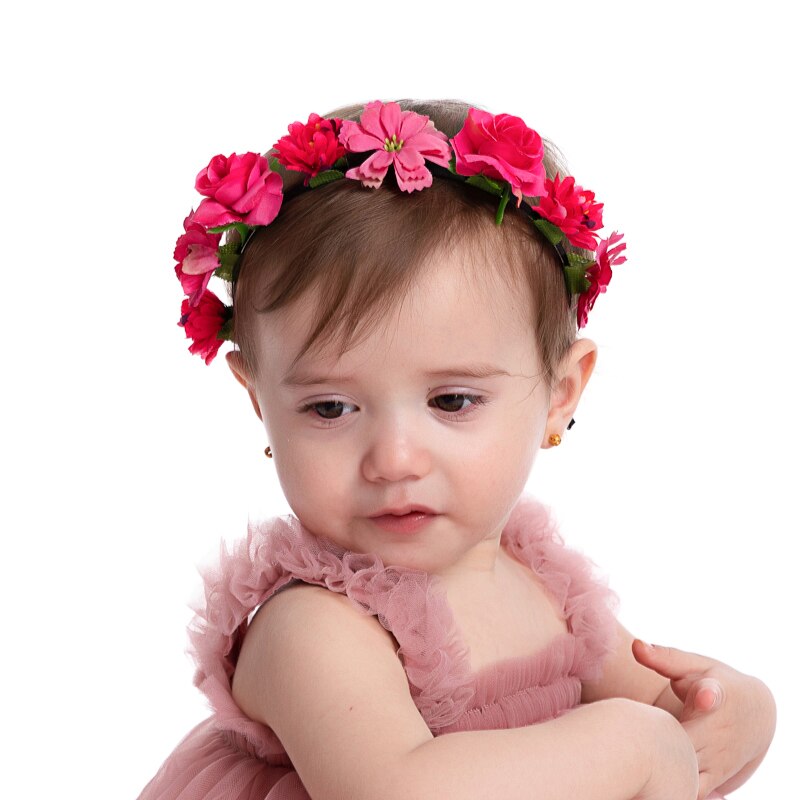 Balleenshiny Baby Meisjes Kroon Bloem Krans Haarband Kids Bridal Bloemen Hoofdband Vrouwen Hoofddeksels Accessoires Voor Bruidsmeisje Tiara