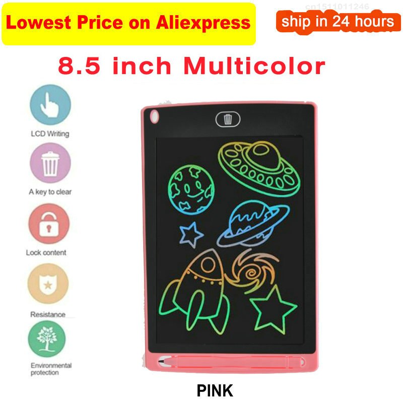 8.5Inch Electronic Drawing Board LCD Screen Writing Tablet Digital Graphic Drawing Tablets Electronic Handwriting Pad Board+Pen: Multicolor pink