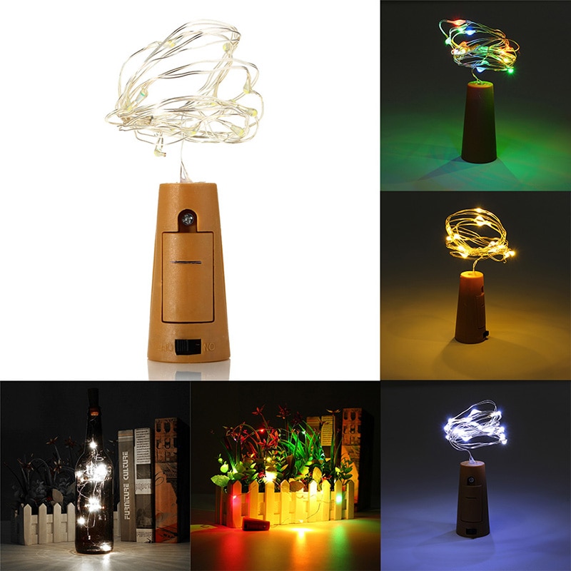Guirnalda LED de 2M, guirnaldas de luces de alambre de cobre para botella de vidrio artesanal, decoración para fiestas, bares, bodas, navidad o San Valentín