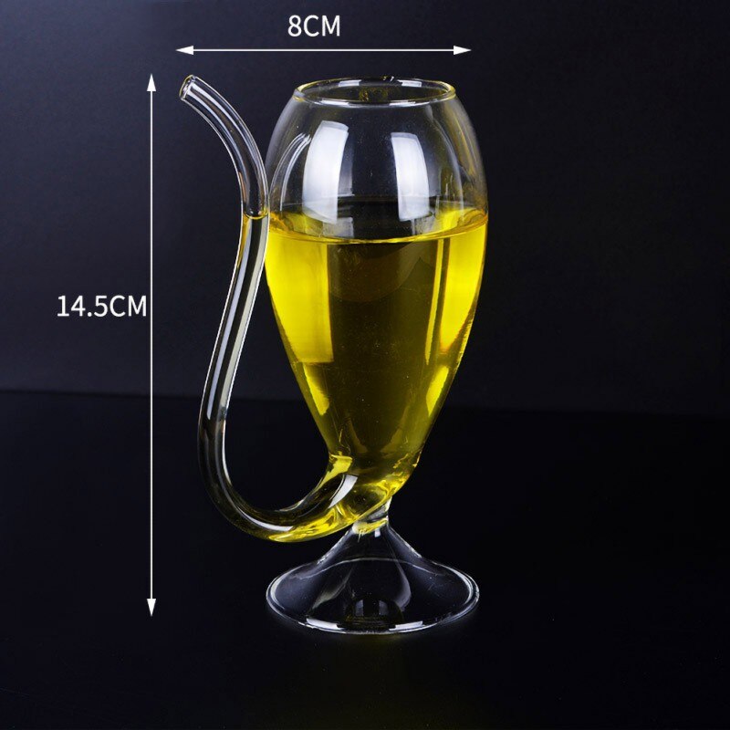 Taza de copa de vidrio de jugo de vino tinto vampiro de 300ml con tubo de bebida incorporado paja de resistencia al calor vampiro cóctel de vidrio de vino: B