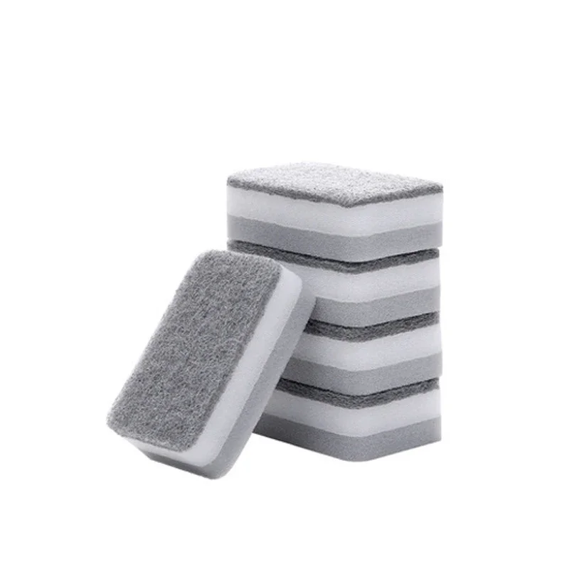 Esponjas de limpieza de doble cara para el hogar, Kit de estropajo, cepillo de vajilla de cocina, 5/10 piezas: Gris oscuro