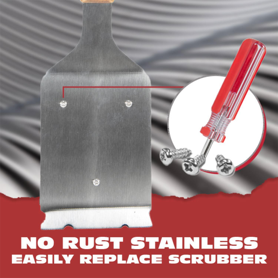 BBQ Grill Brush 304 Stainless Steel – Grill Brush for Outdoor Grill with Extended,Large Wooden Handle Cleaning Brush