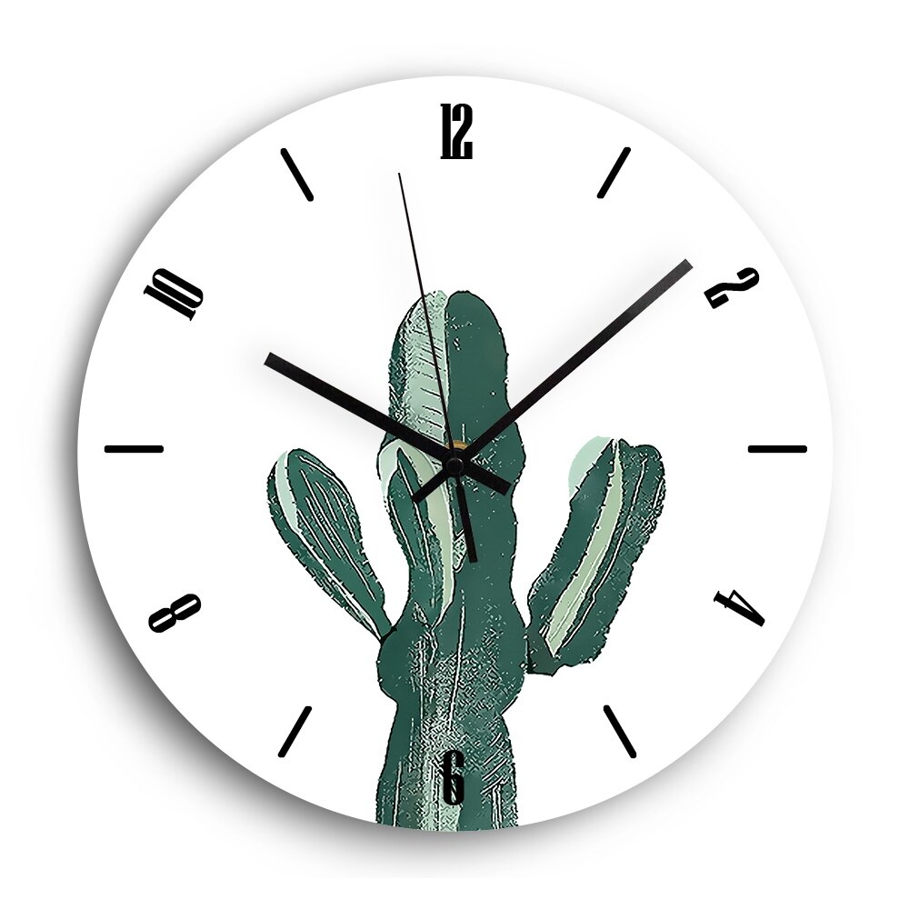 Plante digital vægur moderne lydløs kvarts kaktus stue dekorativ akryl ur på væggen ur hjem indretning: Yakel 0186