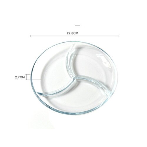 Glass tredelt tallerken frokost fruktsalat separat dessert snack tallerken  pf9062: Liten