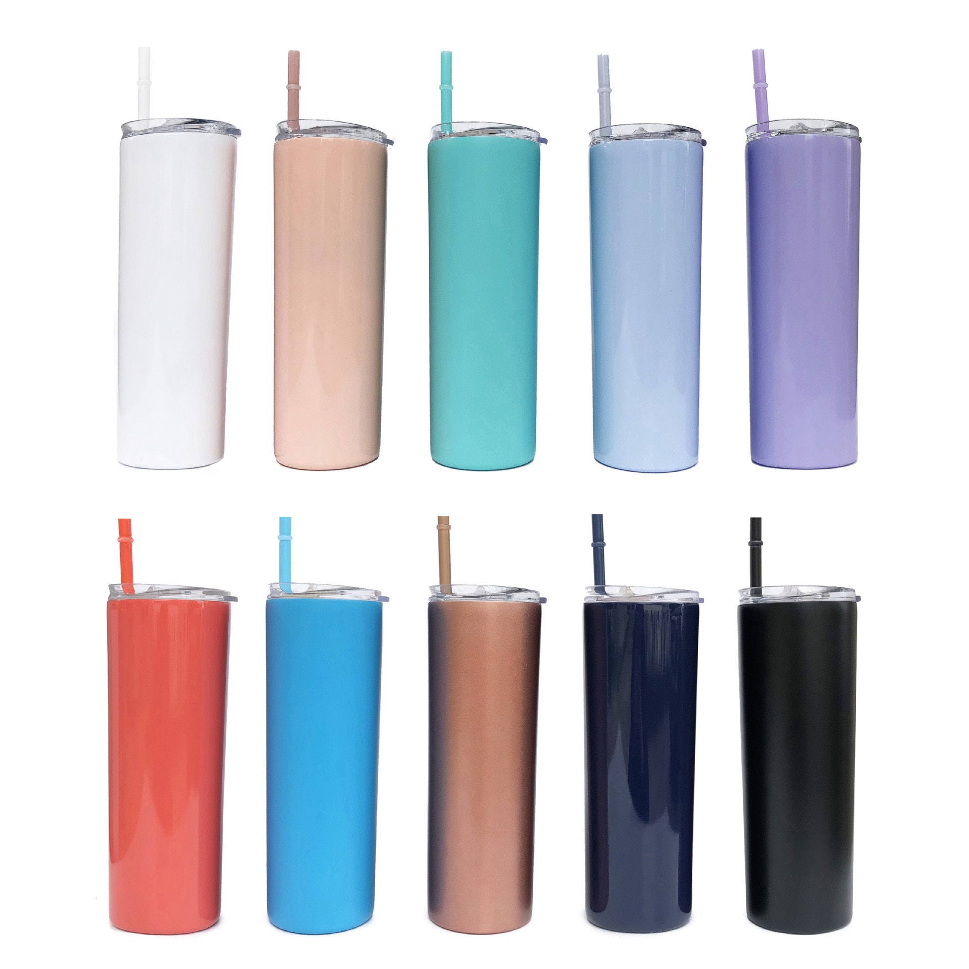 Sumex 4 Pack Sublimatie Blanks Skinny Tumbler Wit 20oz Rechte Roestvrijstalen Tumbler met Metalen Stro voor Mok Tumbler Warmte Persmachine