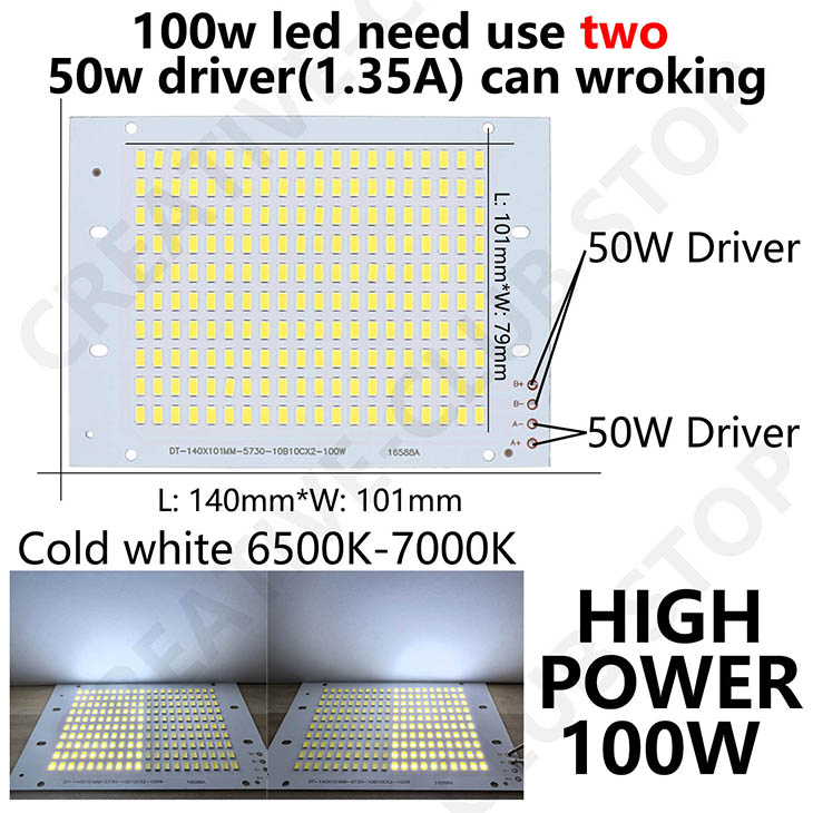 Led Lamp Chips 50W 100W 200W Smd Lamp Hoog Lumen 5730 17 * 34mil Lamp Kralen DC30-33V Voor Schijnwerpers Straatlantaarn Buitenverlichting: Donkergrijs