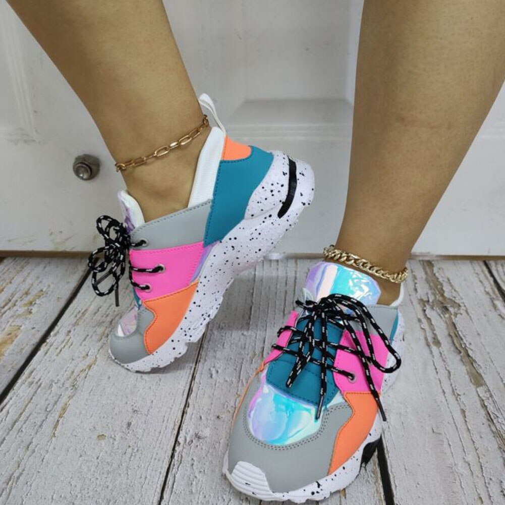 Karinluna , , cordones de zapatos coloridos, zapatos planos de mujer con plataforma, atados a la cruz, zapatillas de deporte informales INS, calzado de mujer: 8,5