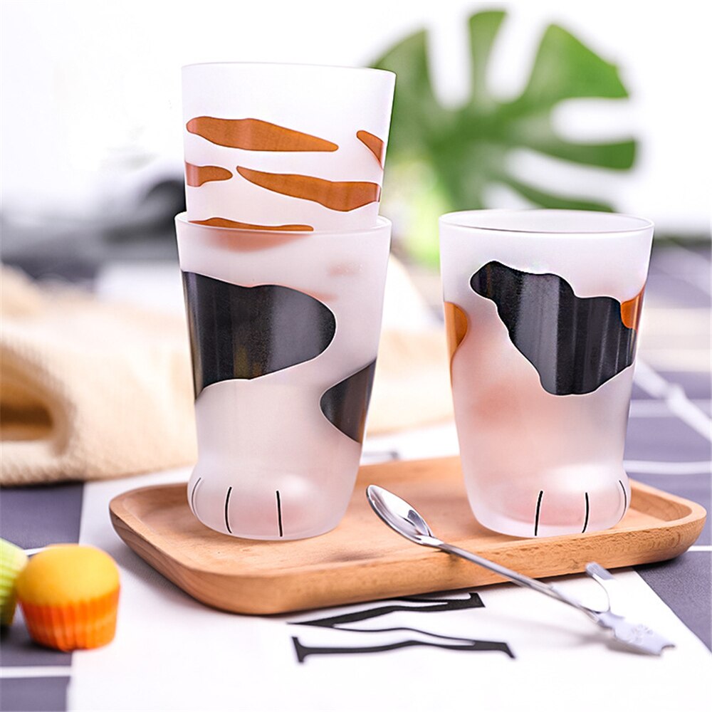 Härlig katt tass kopp katt fot klotryck mugg frostat glas kopp hem frukost mjölk glas kaffekopp muggar barn flicka