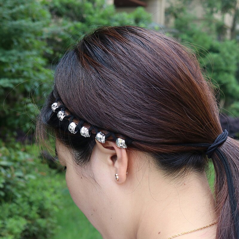 Aros trenzados de metal para el cabello, cuentas de Dreadlock, puños, aros de tubo para Accesorios para peinados, 6 uds.