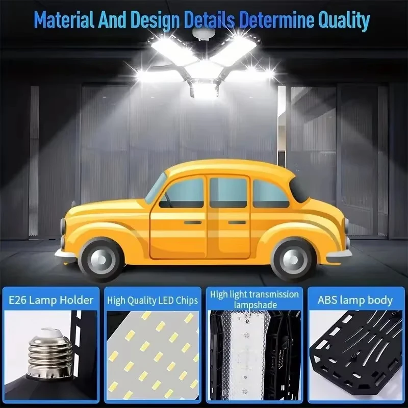 Ampoule de Garage LED très brillante, 40W 60W 80W 10000LM, panneau réglable, éclairage de magasin, douille à vis E27 pour atelier, sous-sol,