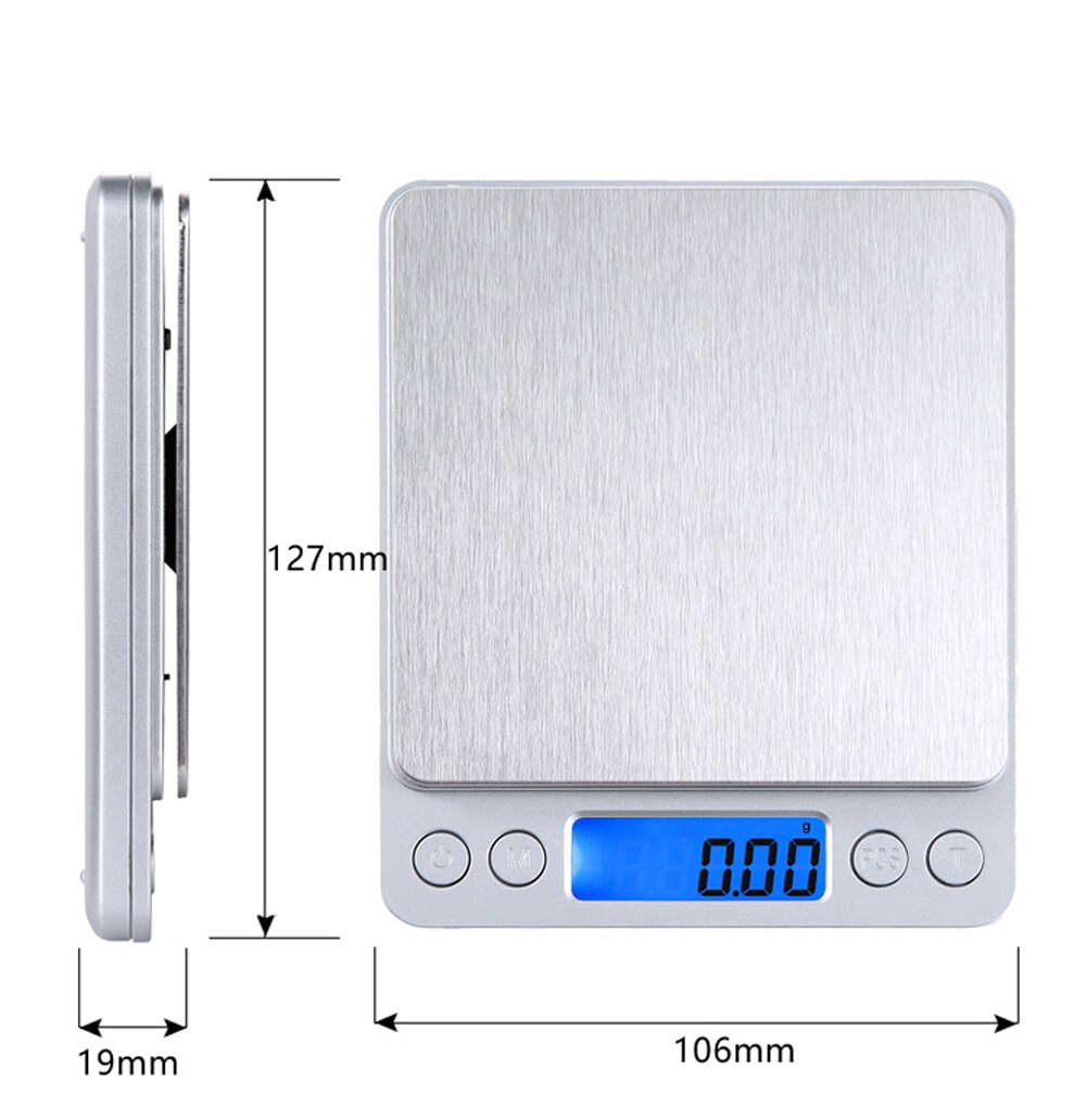 Báscula electrónica portátil para alimentos 3000g/0,1g, para joyería de cocina, Digital, 500g, 0,01