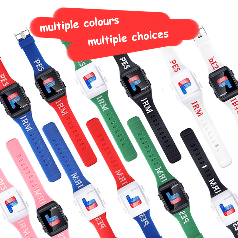 Waterdichte Vierkante Kids Jongen Horloge Mode Kleurrijke Siliconen Band Led Mannen Vrouwen Sport Digitale Horloges Unisex Klok