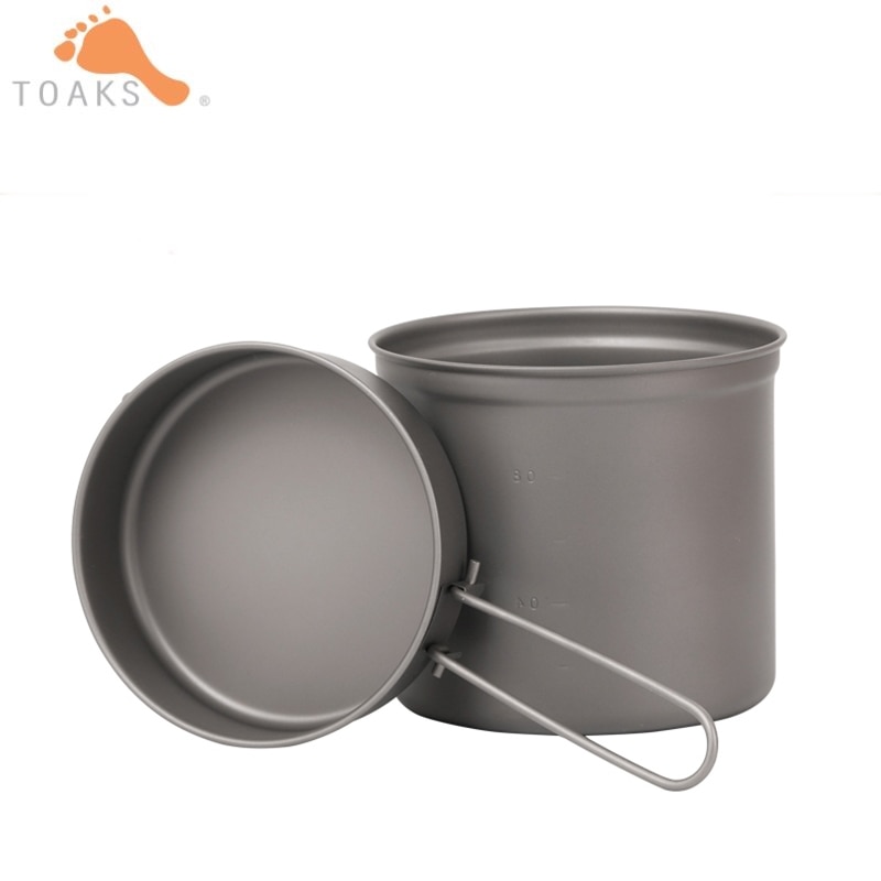 2 i 1 toaks titan gryte panne sett med sammenleggbare håndtak kokegryte steking kokekar 1100ml ultra sunn nettpose ckw -1100