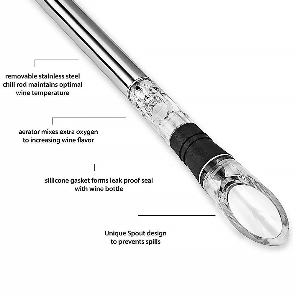 Wijnschenker van roestvrij staal, flesdoppen, sterke drank, schenktuit, stop, keukenbar, gereedschap, koelstaaf