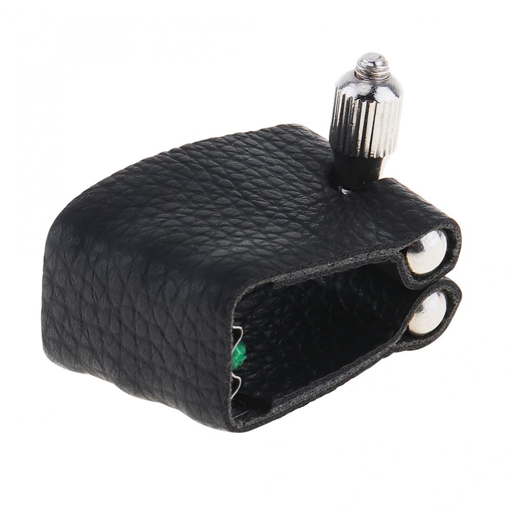 Saxofoon rietbinder duurzame leren rietbinder altsax mondstuk clip met metalen pad voor altsaxofoon