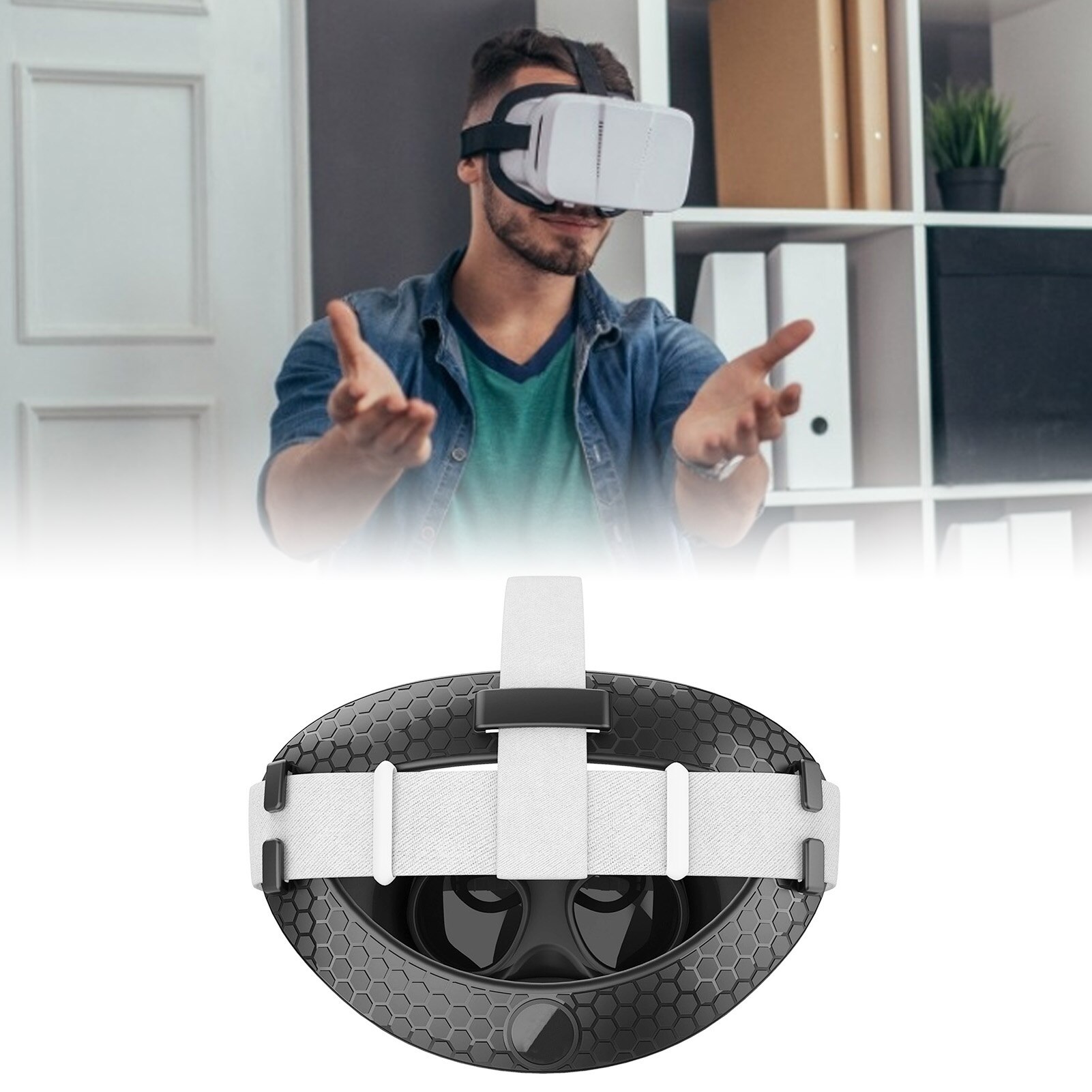 VR Headset Pad for Oculus Quest 2 - Soft Rubber Headband Cushion - Reduces Head Pressure - VR Accessories