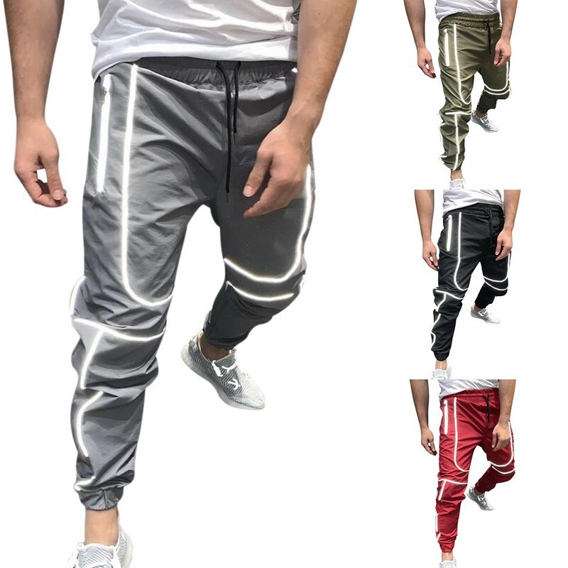 Menn sport refleksbukser joggere nattløpebukser trening treningsstudio Fitness menn joggere trening lange bukser jogge sportsklær