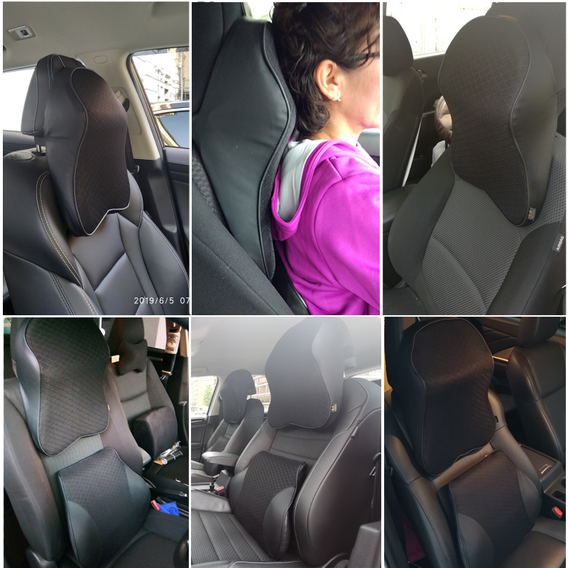 Araba yastık 3D bellek köpük sıcak araba boyun yastık pu deri araba koltuğu minderi evrensel bel desteği destek oto aksesuarları