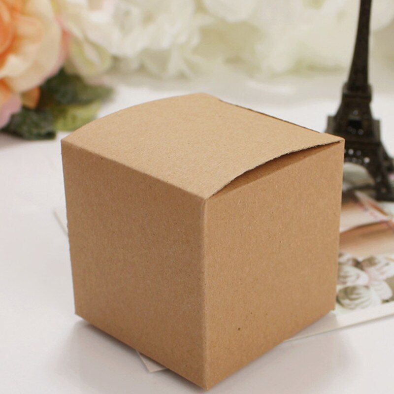 10 Uds pequeño cuadrado de papel Kraft caramelo caja de boda dulces bolsas porta de de boda cajas de papel envoltorio para Chocolate: kraft square