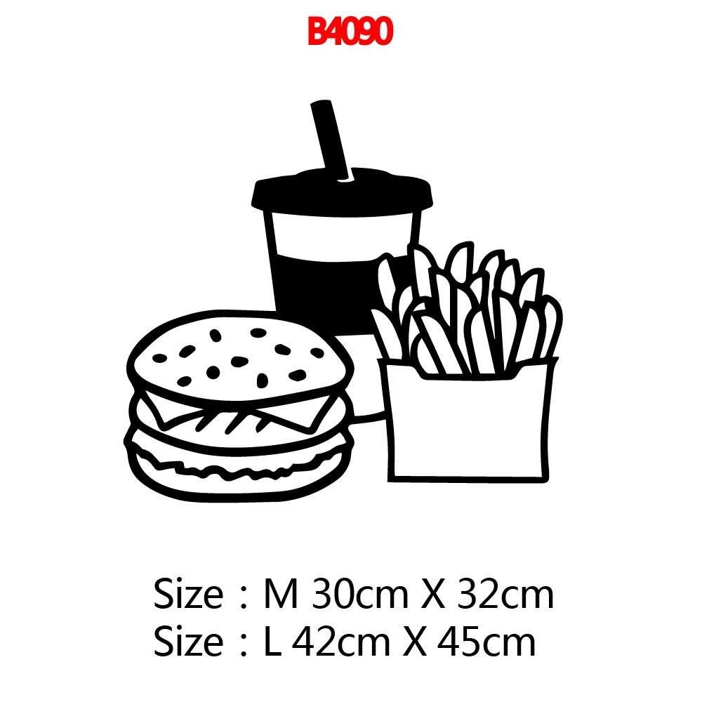 Fast Food Wall Stickers For Hamburger Store Vinyl Wallpaper Decal Kitchen Room Art Stickers Wall Decor Decals: Style10 / Size M