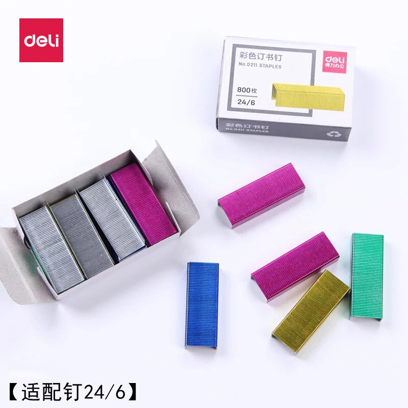 Skuteczne 0211 kolorowe zszywki 1 pudełko 24/6 jednolite paznokcie 12 # wiążące zszywki kolor zszywacz pilnik igiełkowy dokument Duńczyk wiążące