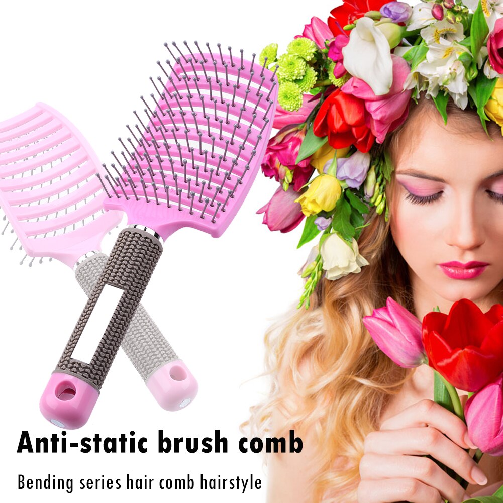Pelo cepillo de pelo peine para masaje del cuero cabelludo de cerdas de Nylon mojado rizado desenredar el cabello de las mujeres cepillo para el pelo para cabello salón de peluquería herramienta de peluquería