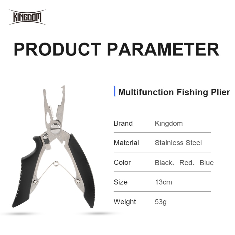 Kingdom Fishing Tools Fishing Pliers Scissor Braid Line Lure Cutter Hook Remover Hook Multifunction Tackle Tool Kits Accessories