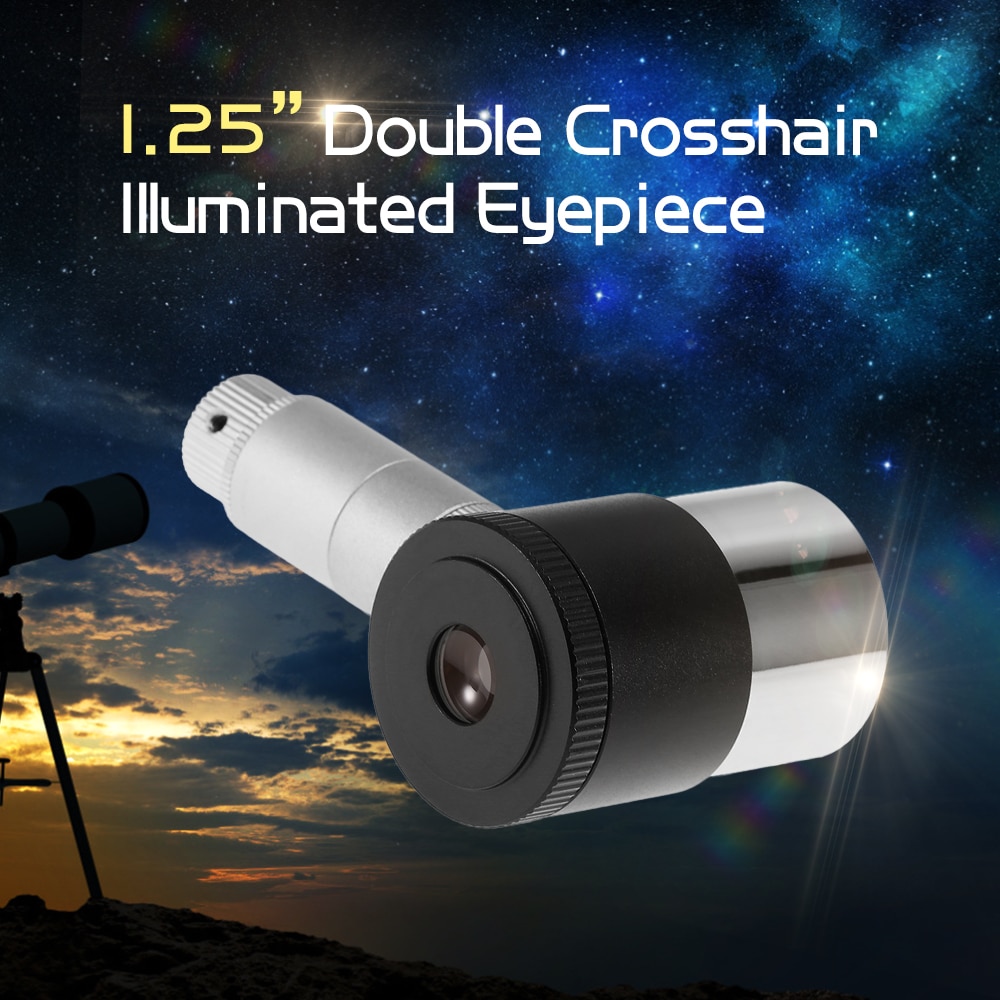 12.5Mm Dubbele Lijn Crosshair Richtkruis 1.25 "Verlichte Oculair 4-Elementen Plössl 40-Graden Fov voor Astronomietelescoop