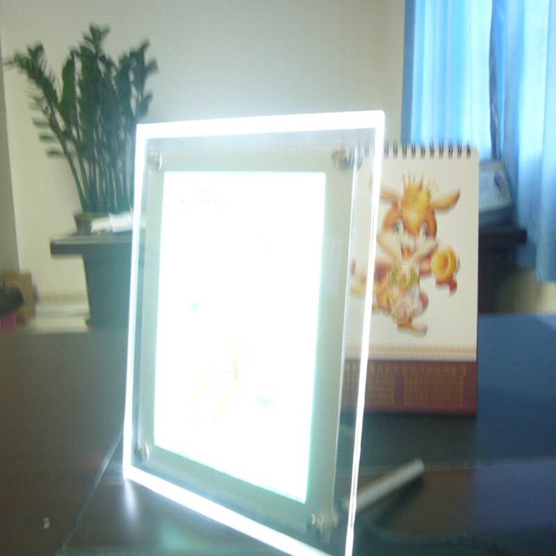 Marcos de fotos iluminados de escritorio, caja de luz Led A5 para mostrador de mesa, expositores para cafetería, té, tiendas minoristas