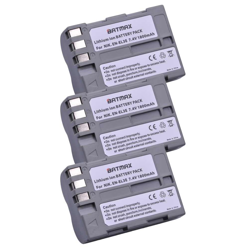Batmax 1800mAh EN-EL3E EN-EL3 Battery +USB Dual Charger for Nikon D30 D50 D70 D90 D70S D300 Camera: 3 battery