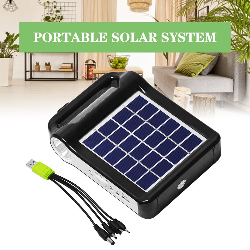 USB Charger Portable 6V Rechargeable Solar Panel Power Storage Generator System With Lamp Lighting Home Solar Energy System Kit